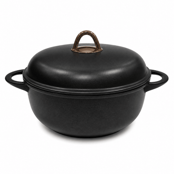 Anna Cavalli - Black Casserole with Black Pyrex Lid - 24cm - Die Cast Aluminum