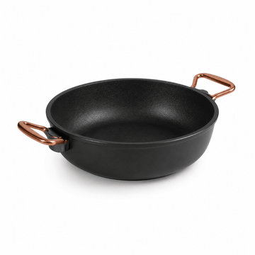 Anna Cavalli - Black Saute Pan with 2 Copper Handles - 28cm - Die Cast Aluminum