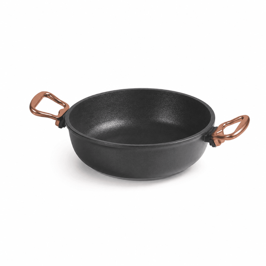 Anna Cavalli - Black Saute Pan with 2 Copper Handles - 24cm - Die Cast Aluminum