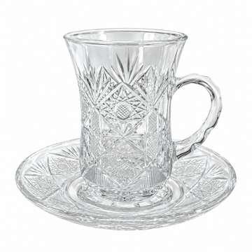 Pasabahce - Tea Glass Set with Saucer 6 Pcs - 145 ml - Clear