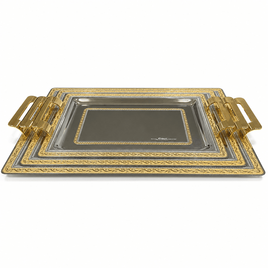 Elegant Gioiel - Tray Set 3 Pcs - Stainless Steel - Gold