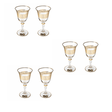 Bohemia Crystal - Goblet Glass Set 6 Pcs - Gold - 220 ml