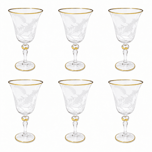 Bohemia Crystal - Goblet Glass Set 6 Pcs - 220 ml - Gold