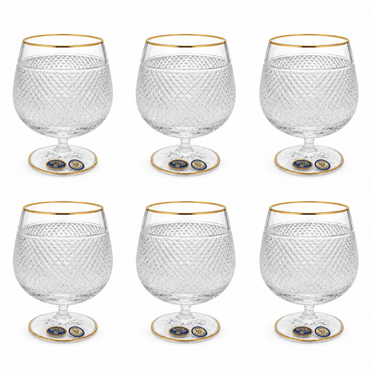 Bohemia Crystal - Brandy Glass Set 6 Pcs - 400 ml - Gold