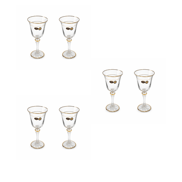 Bohemia Crystal - Goblet Glass Set 6 Pcs - Gold - 220ml