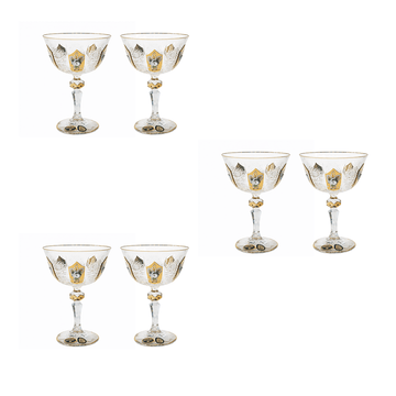 Bohemia Crystal - Jelly Glass Set 6 Pcs - Gold & Flowers - 200ml