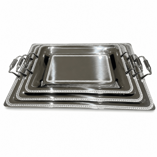Elegant Gioel - Tray Set 3 Pcs - Stainless Steel - Silver