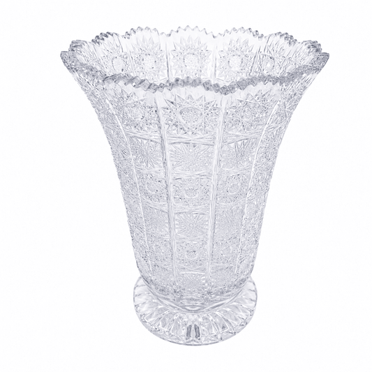 Bohemia Crystal - Footed Hand Cut Vase - 25.5 cm - Clear