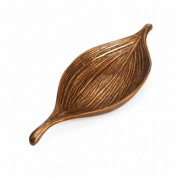 Leaf Shaped Plate For Snacks & Nuts - Gold - Gold Plated Metal