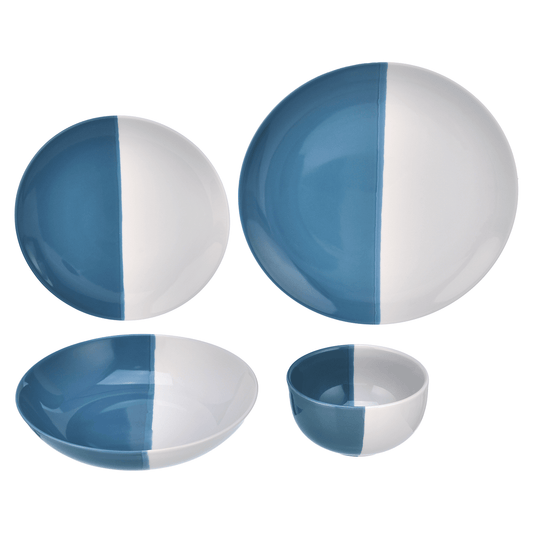 Senzo - Daily Use Dinner Set 24 Pieces - Blue & White - Porcelain