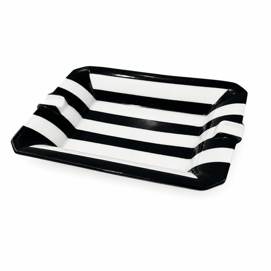 Caroline - Rectangular Ashtray - 20x16cm - Black & White