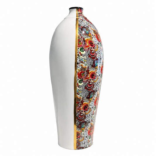 Ardor - Long Modern Colorful Vase - H 42 cm - Gold