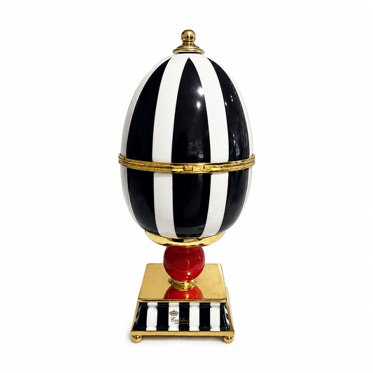 Caroline - Footed Egg Centerpiece - 31x13 cm - Black & White