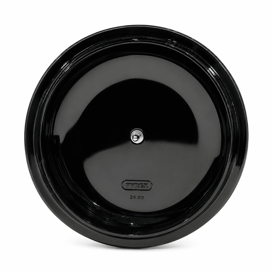 Anna Cavalli - Black Casserole with Black Pyrex Lid - 24cm - Die Cast Aluminum