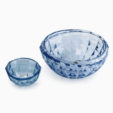 Bohemia Crystal - Diamond Bowl Set 7 Pcs- 24cm&11cm - Blue