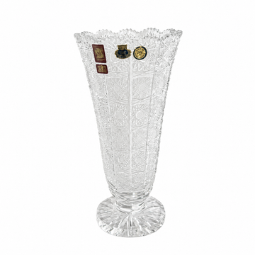 Bohemia Crystal - Footed Hand Cut Vase - 25.5 cm - Clear