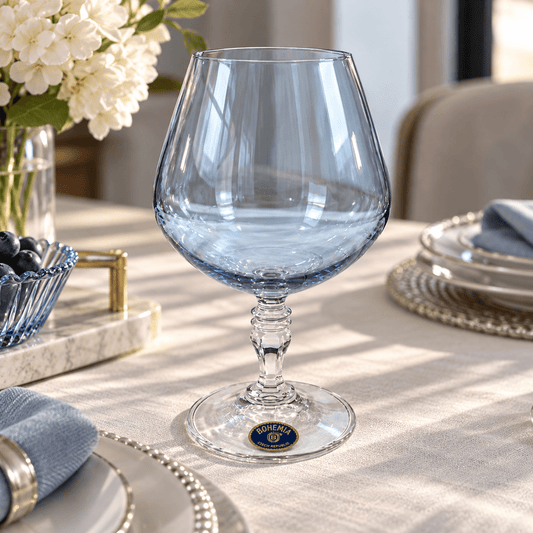 Bohemia Crystal - Victoria Brandy Glass Set 6 Pcs - 380ml - Blue