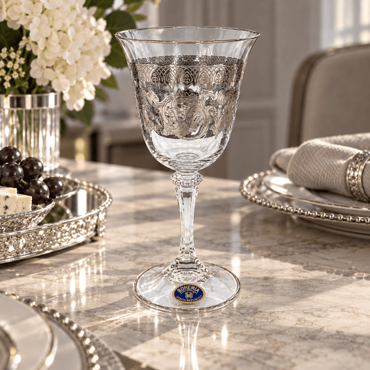 Bohemia Crystal - Goblet Glass Set 6 Pcs - 185 ml - Platin