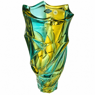 Bohemia Crystal - Vase - 15X29 cm - Yellow & Green