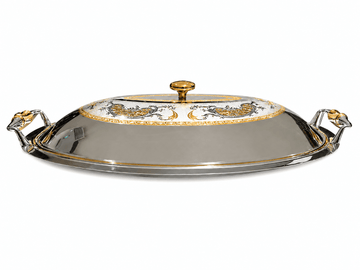 Elegant Gioel - Alena Serving Dish with Cover - Stainless Steel 18/10 - 50x31 cm - Gold
