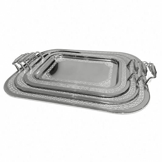 Elegant Gioiel - Tray Set 3 Pcs - Stainless Steel - Silver