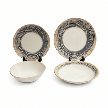 Tulu - Kelvin Daily Use Dinner Set 24 Pcs - Beige & Blue