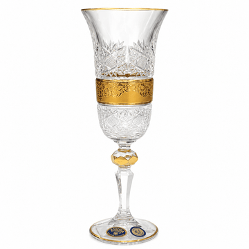 Bohemia Crystal - Flute Glass Set 6 Pcs - 180 ml - Gold