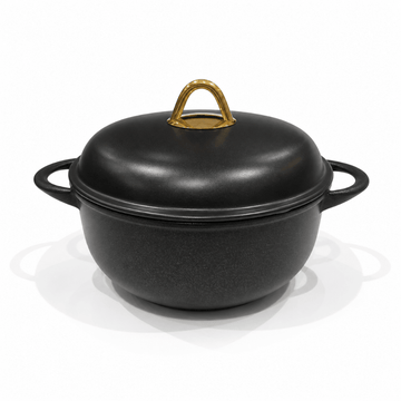 Anna Cavalli - Black Casserole with Black Pyrex Lid - 20cm -  Die Cast Aluminum