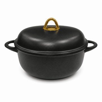 Anna Cavalli -Black Casserole with Black Pyrex Lid - 24cm -  Die Cast Aluminum