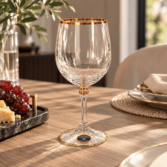 Bohemia Crystal - Olivia Goblet Glass Set 6 Pcs - 240ml - Gold