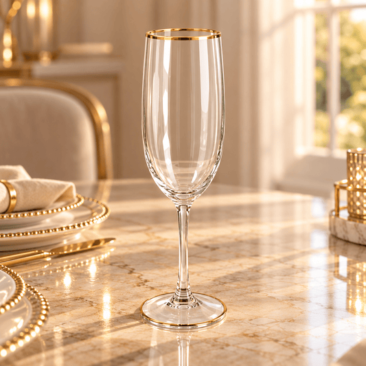 Pashbahce - Nude Flute Glass Set 6 Pcs - 200 ml - Gold