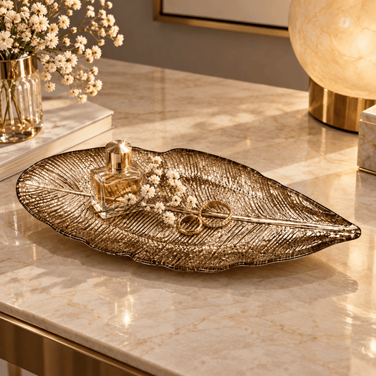 ArdaCam - Feather Leaf Plate - 26x9 cm - Gold