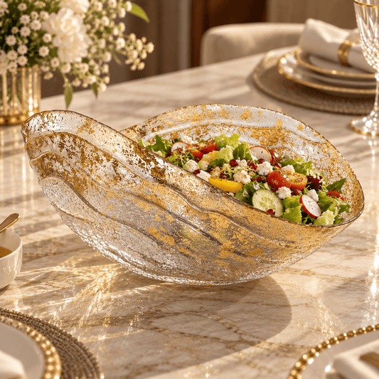 ArdaCam - Caroxs Bowl - 36x20 cm - Silver & Gold Foil