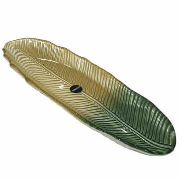 ArdaCam - Banana Leaf Plate - 49x18 cm - Metallic Green & Yellow