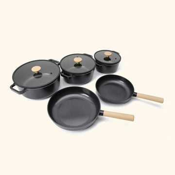Alma - 5-Piece Cookware Set- Black - Ceramic