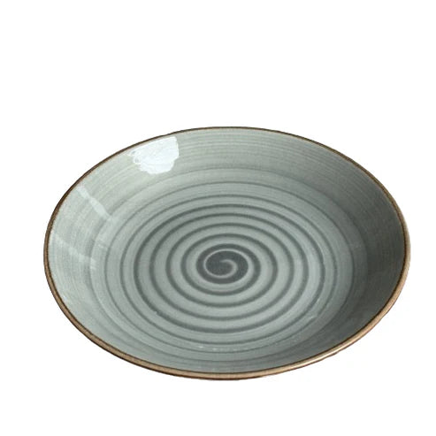 Tulu - Dinner Set 24 Pcs Grey with Brown rim