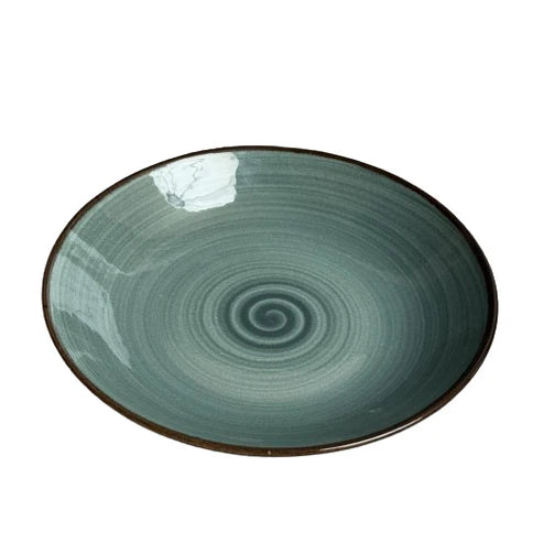 Tulu - Dinner Set 24 Pcs Green with Brown rim