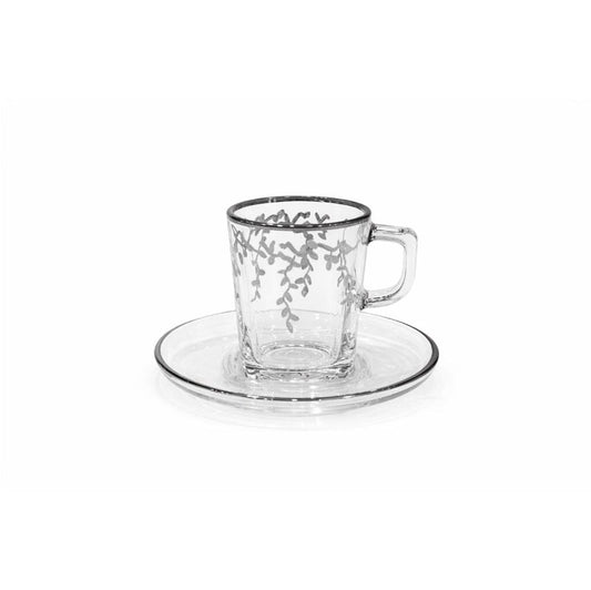 Pasabahce - Squared Glass Coffee Set 6 Pieces - Silver - 100ml