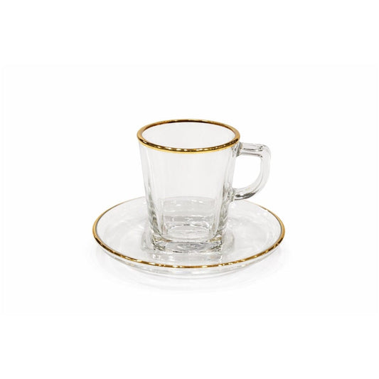 Pasabahce - Squared Glass Coffee Set 6 Pieces - Gold - 100ml