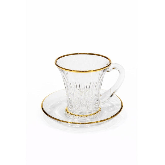 Wellington Glass Coffee Set 6 Pieces  - Gold - 120ml