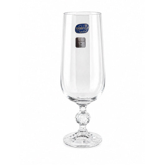 Bohemia Crystal - Claudia Flute Glass Set 6 Pcs - 180 ml - Clear