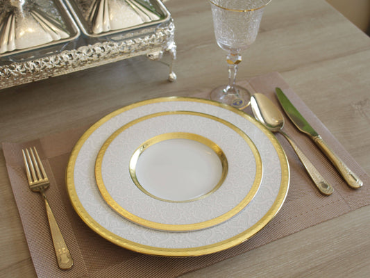 Falkenporzellan - Diamond Dinner Set 112 Pieces - White & Gold - Porcelain