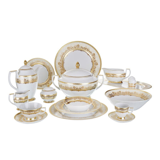 Falkenporzellan - Dinner Set 112 Pieces - Porcelain - Gold - 1300074