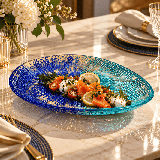 ArdaCam - Oval Plate - 34 cm - Blue & Mint