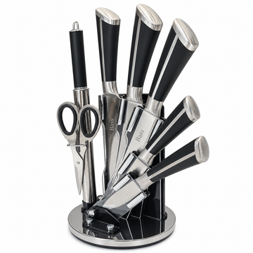 Bass - Knife Set 8 Pcs - Stainless Steel - Black & Silver