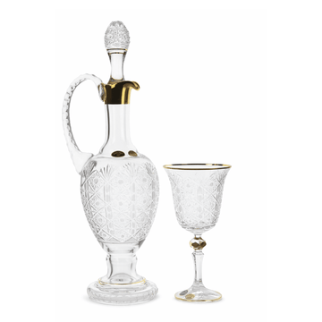 Bohemia Crystal - Drink Set 7 Pcs - Gold Rim - 1L&240ml