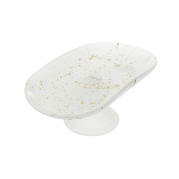 ArdaCam - Footed Cake Stand 35.2 x 19.7 x 13.2 cm Gold Spots/White