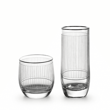 Pasabahce - Highball & Tumbler Glass Set 12 Pieces - Silver - 290ml & 250ml