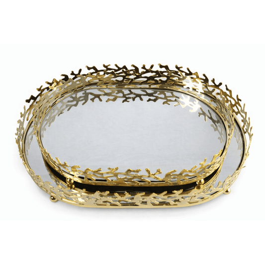 Gold and silver - Tray Set 2 Pcs - Gold