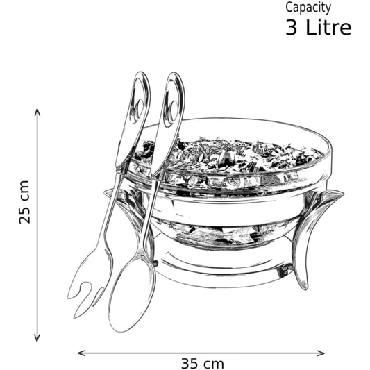 Royal Alfredo - Salad Bowl With Servings Silver - 3L